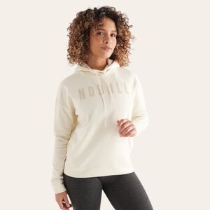 NOBULL Women's Everyday Training Hoodie Sz XL‎ Ivory Cream Reflective Logo